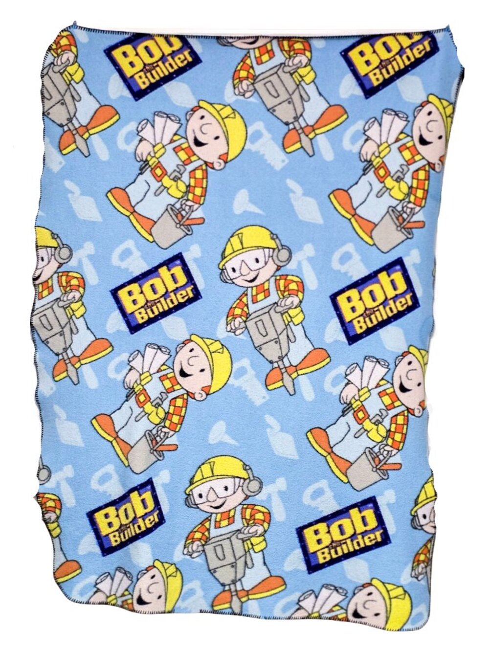 Vintage Y2K Bob the Builder Fleece Throw Blanket 60" x 43" Kids Cartoon